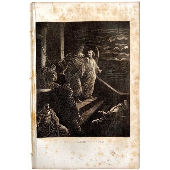 Dore The Deliverance Of Peter Engraving 1868 Victorian Religious Art DWEE27 - Picture 2 of 2